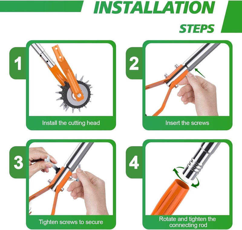 LASTOOLS Wheel Rotary Edger Lawn Tool, Sidewalk 66.7Inch Manual Lawn Edger, Grass Edge Trimmer, Adjustable Stainless Steel Handle with Cushion Grip,Soil,Garden and Yard Tool,Orange - Image 5